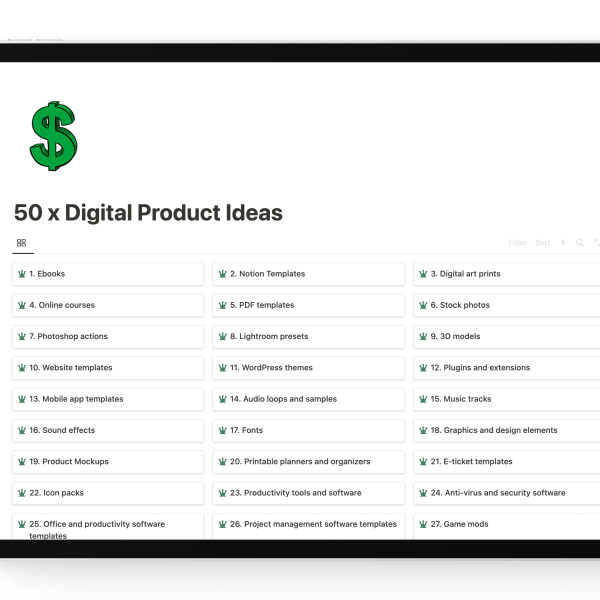 50 Digital Product Ideas to help you start an online business