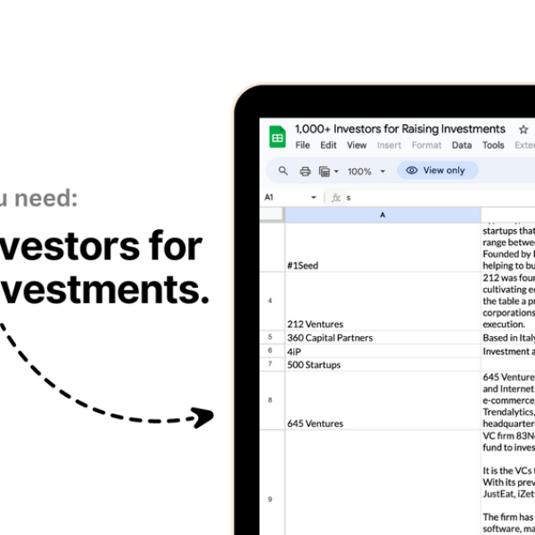 1,000+ Investors for Raising Investments